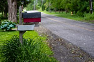 Two mailboxes beside a road